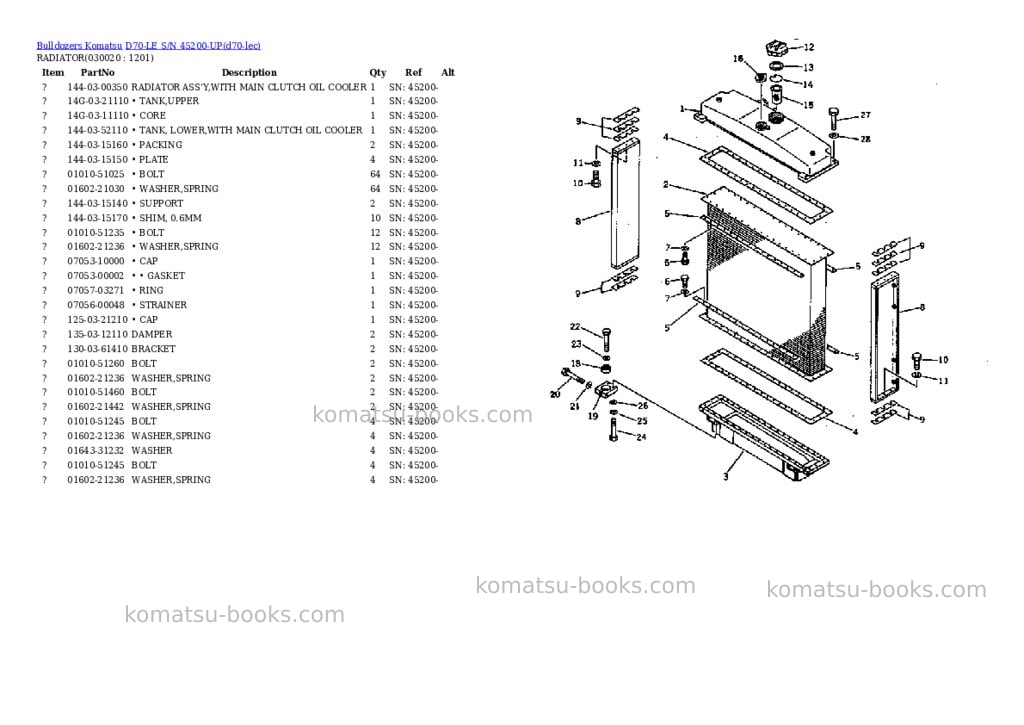Komatsu d70-le s/n 45200-up Parts catalog cover