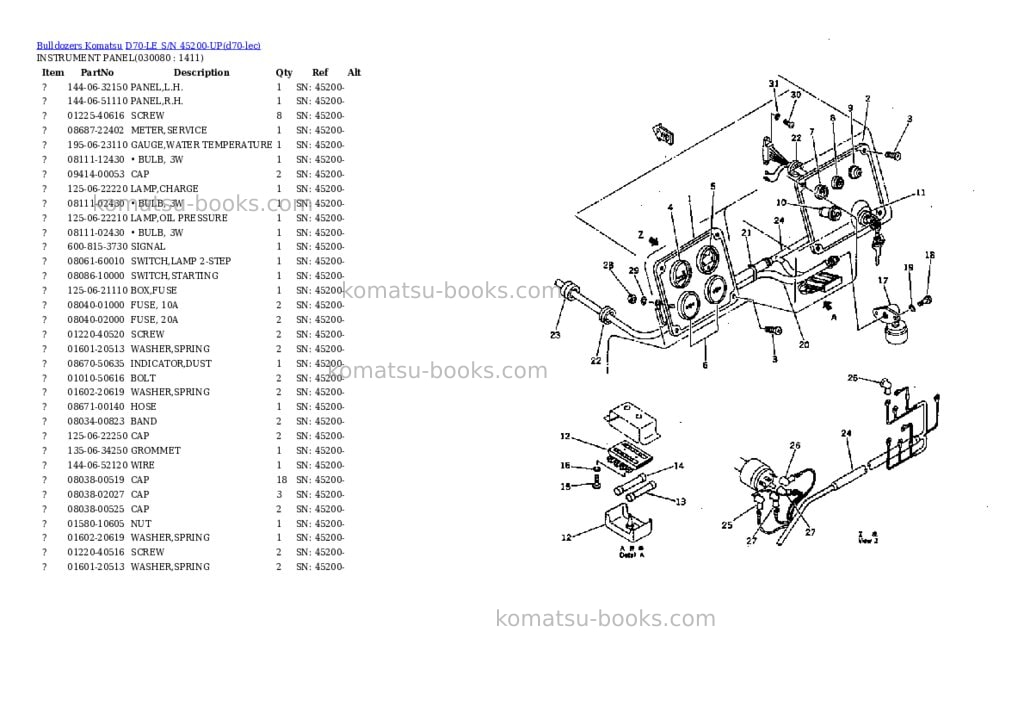 Komatsu d70-le s/n 45200-up Parts catalog cover Page 7