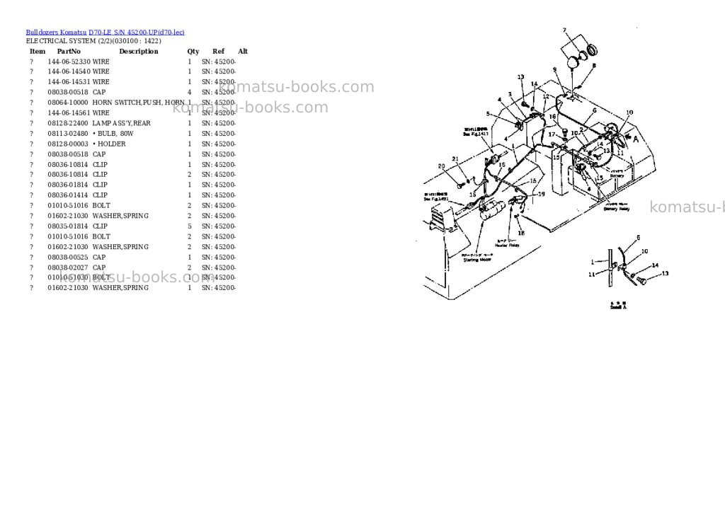 Komatsu d70-le s/n 45200-up Parts catalog cover Page 9