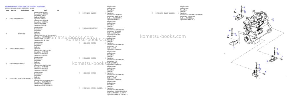 Komatsu d700d super s/n 332820001 - up Parts catalog cover Page 2