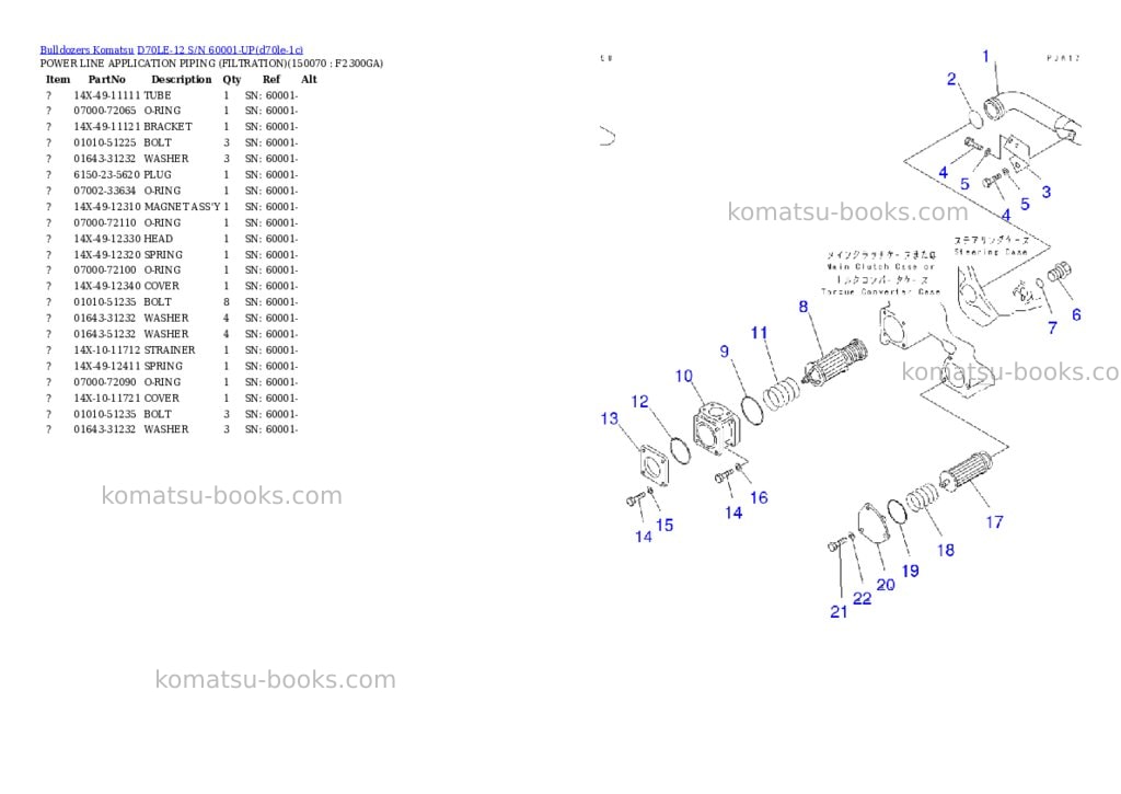 Komatsu d70le-12 s/n 60001-up Parts catalog cover Page 10 Komatsu d70le-12 s/n 60001-up Parts catalog cover Page 10
