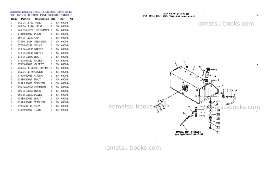 Komatsu d70le-12 s/n 60001-up Parts catalog cover Page 3 Komatsu d70le-12 s/n 60001-up Parts catalog cover Page 3