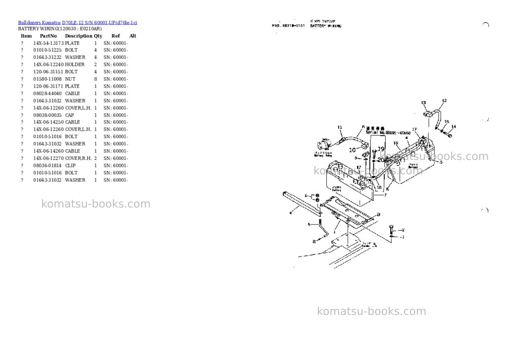 Komatsu d70le-12 s/n 60001-up Parts catalog cover Page 5 Komatsu d70le-12 s/n 60001-up Parts catalog cover Page 5
