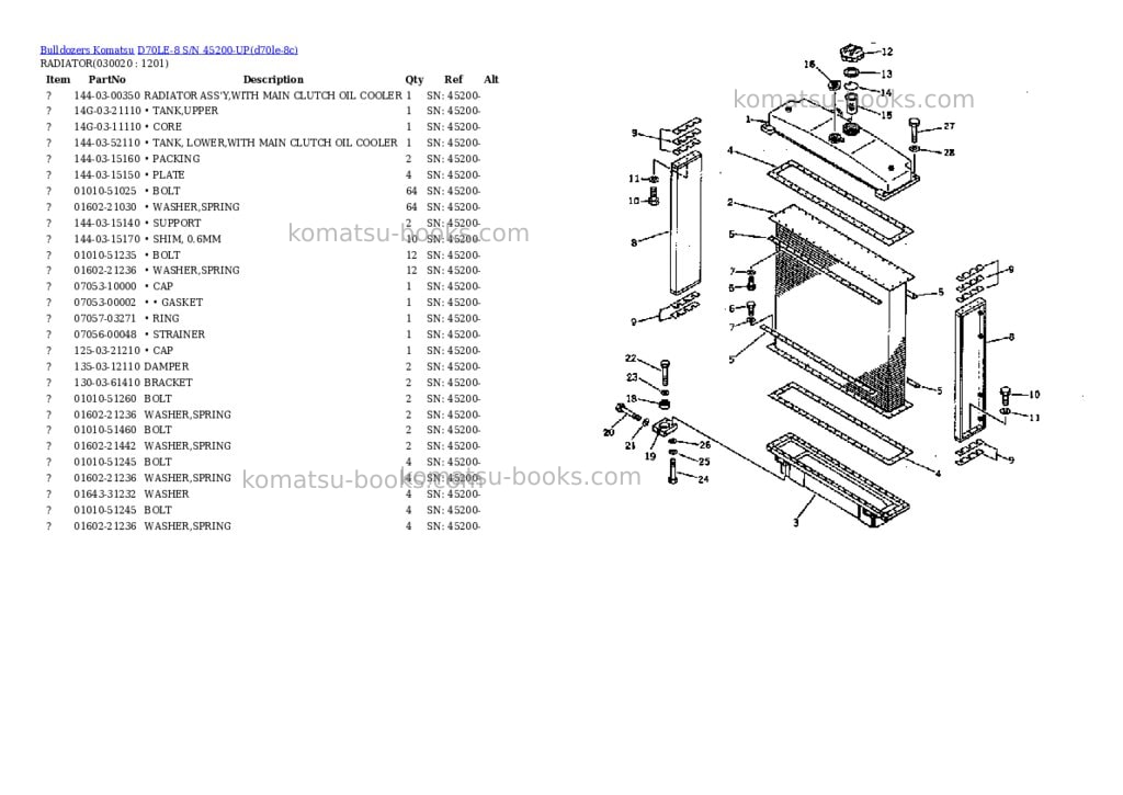 Komatsu d70le-8 s/n 45200-up Parts catalog cover