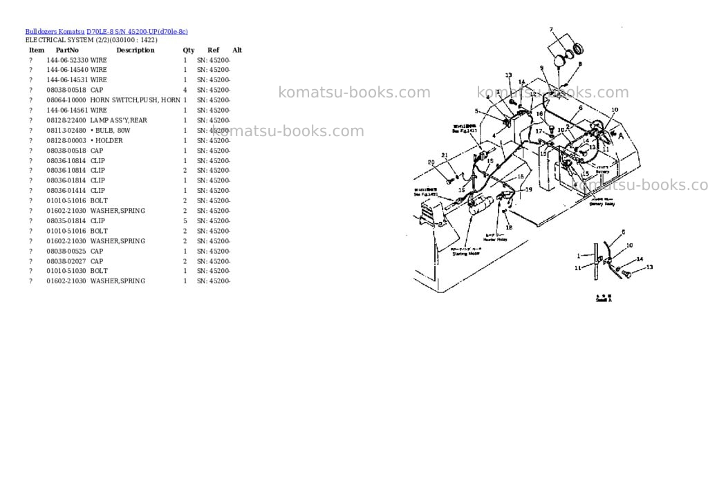 Komatsu d70le-8 s/n 45200-up Parts catalog cover Page 9