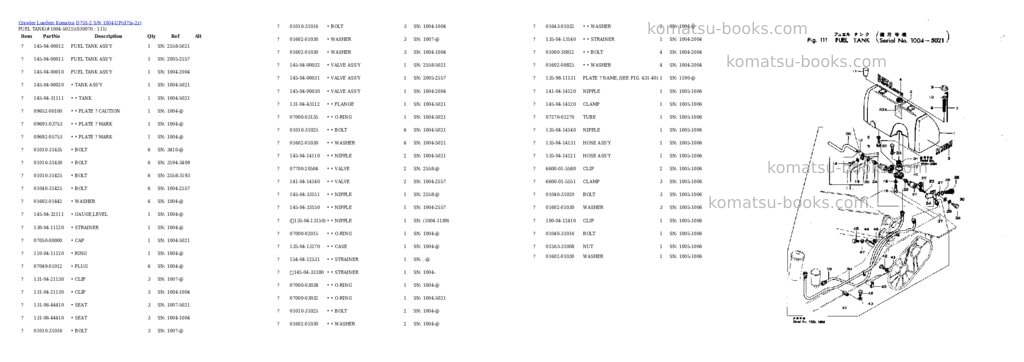 Komatsu d75s-2 s/n 1004-up Parts catalog cover Page 6 Komatsu d75s-2 s/n 1004-up Parts catalog cover Page 6