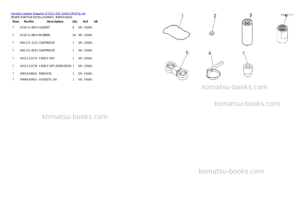 Komatsu d75s-5 s/n 15001-up Parts catalog cover Page 3