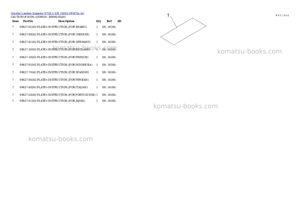 Komatsu d75s-5 s/n 15001-up Parts catalog cover Page 4