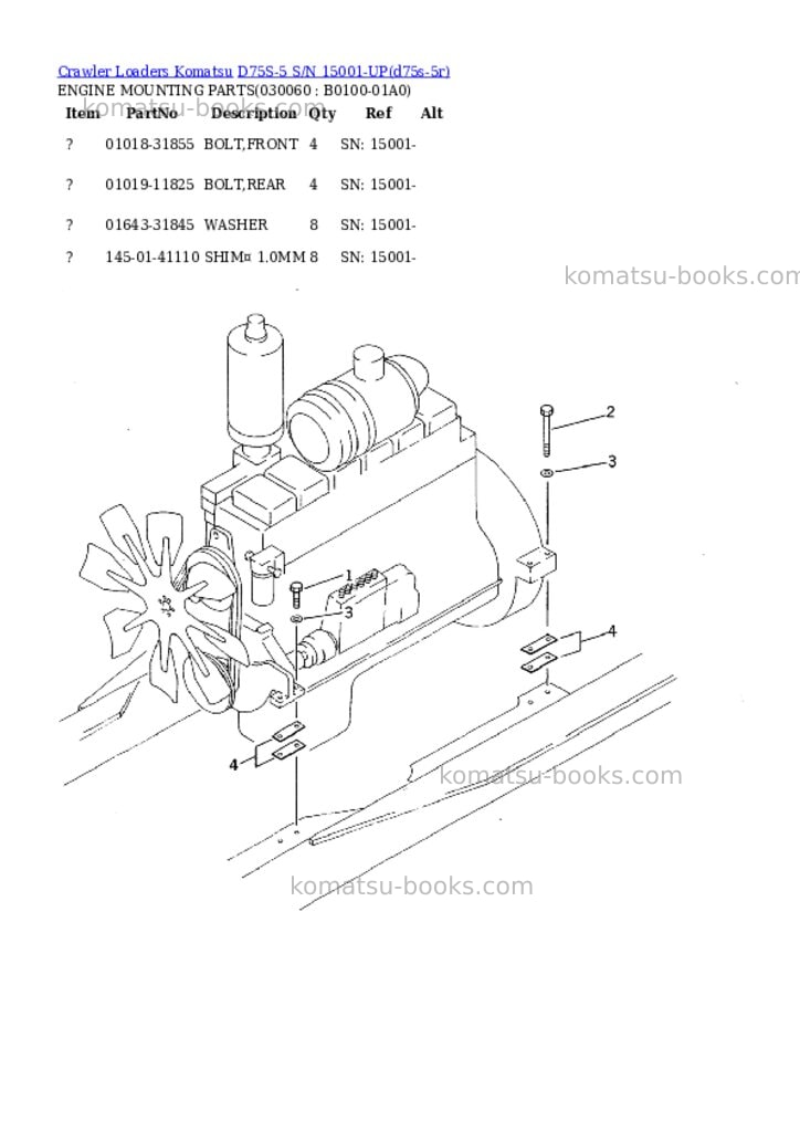 Komatsu d75s-5 s/n 15001-up Parts catalog cover Page 5