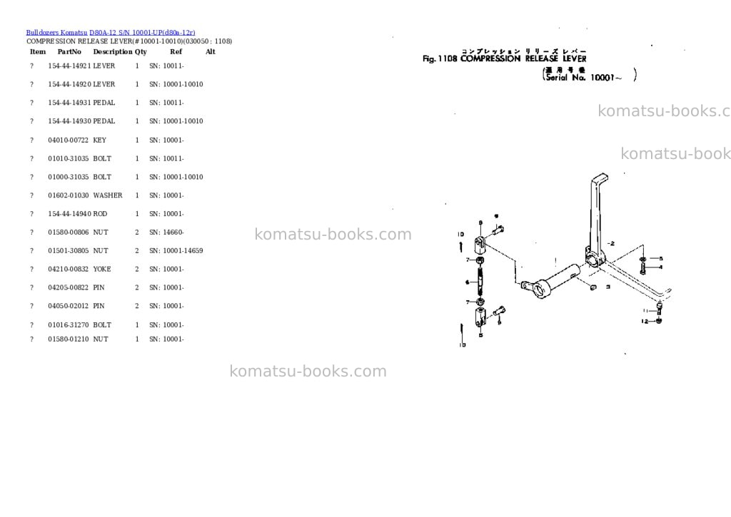 Komatsu d80a-12 s/n 10001-up Parts catalog cover Page 4