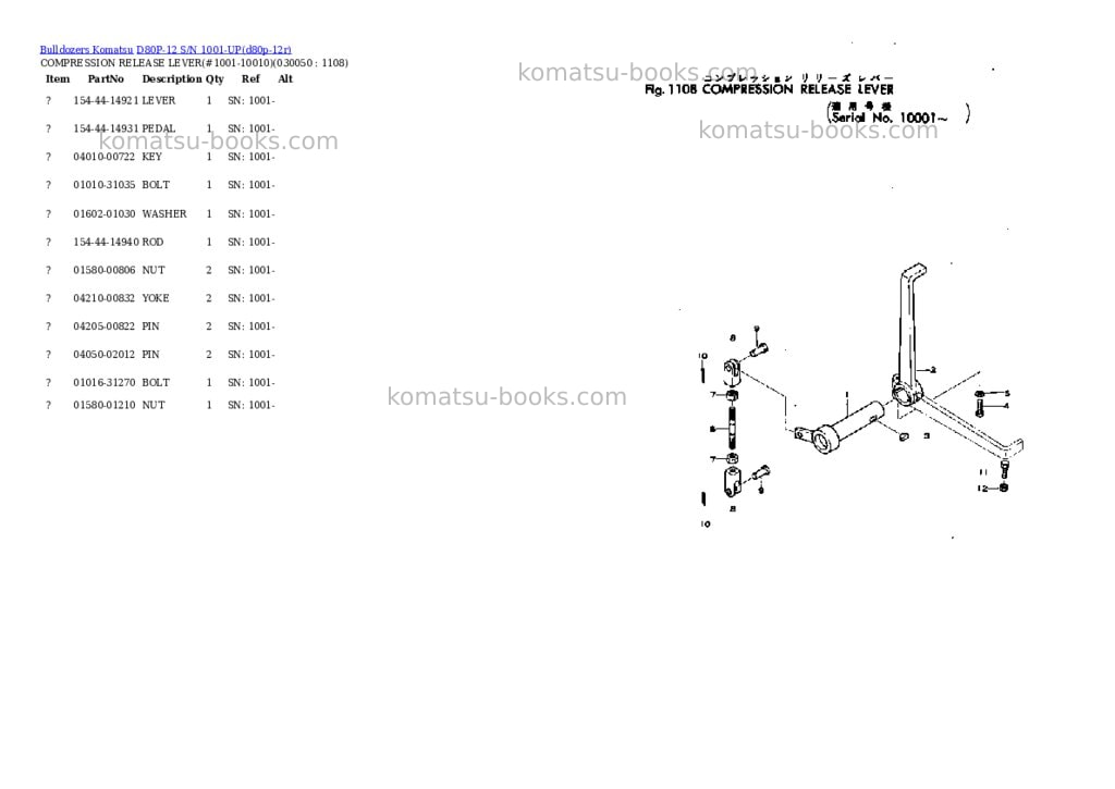 Komatsu d80p-12 s/n 1001-up Parts catalog cover Page 4