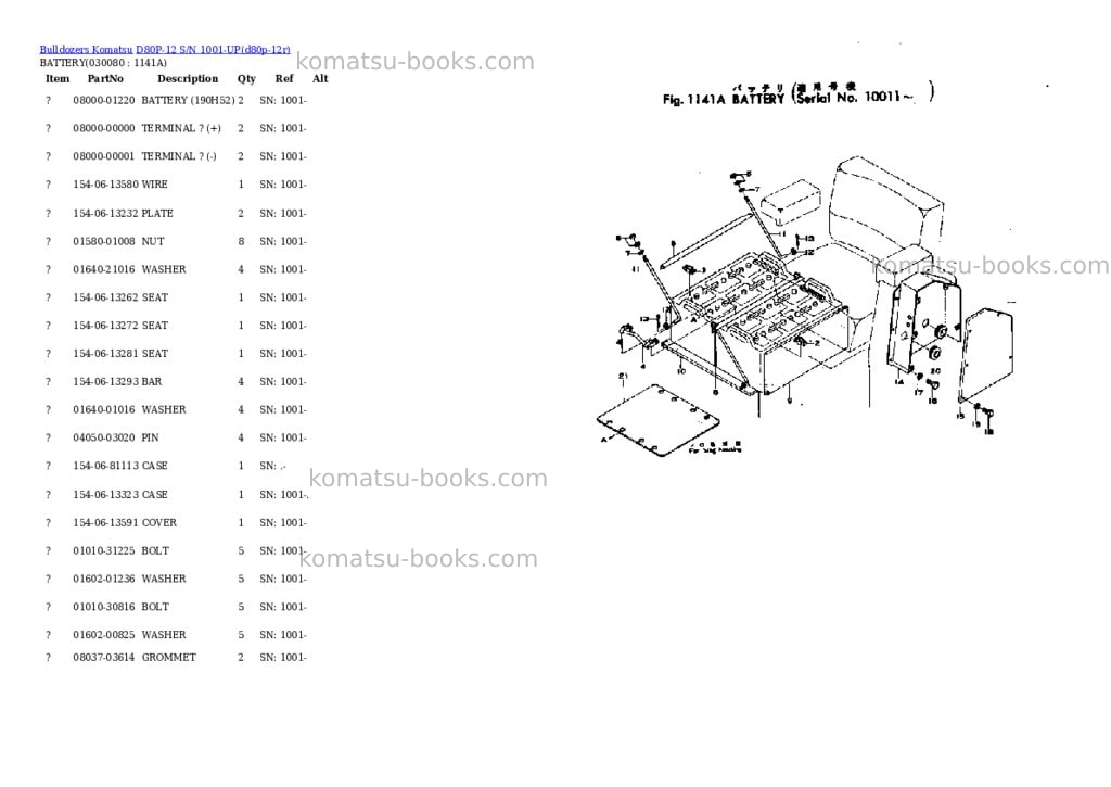 Komatsu d80p-12 s/n 1001-up Parts catalog cover Page 7
