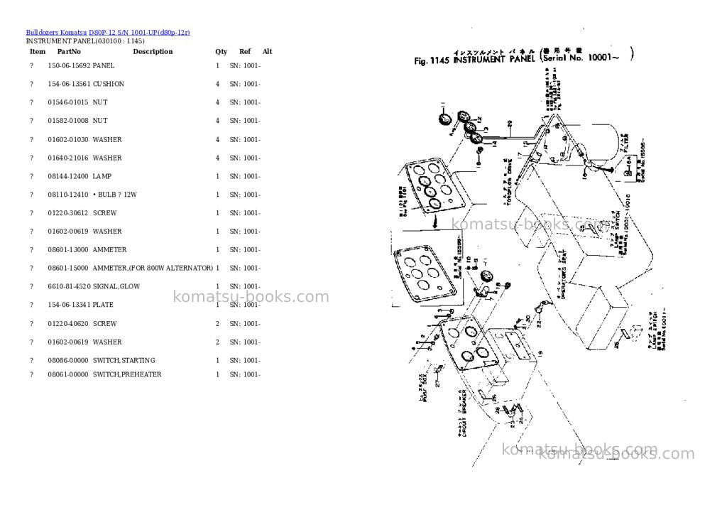 Komatsu d80p-12 s/n 1001-up Parts catalog cover Page 9