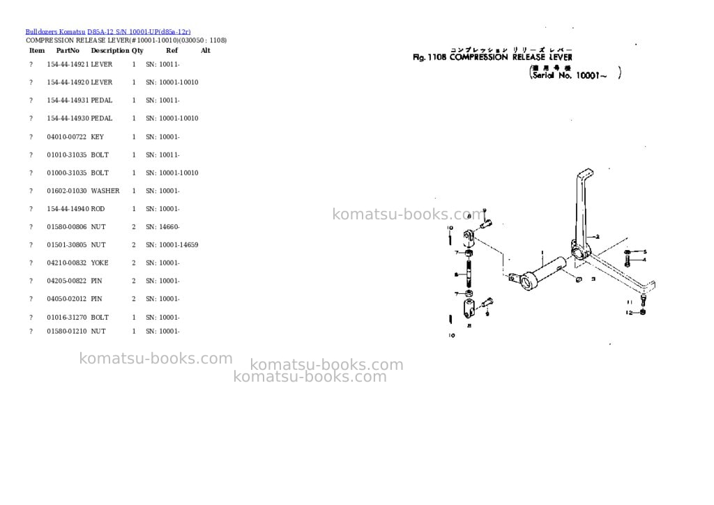 Komatsu d85a-12 s/n 10001-up Parts catalog cover Page 4 Komatsu d85a-12 s/n 10001-up Parts catalog cover Page 4