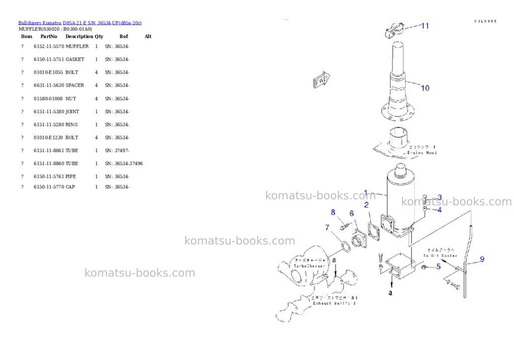 Komatsu d85a-21-e s/n 36534-up Parts catalog cover
