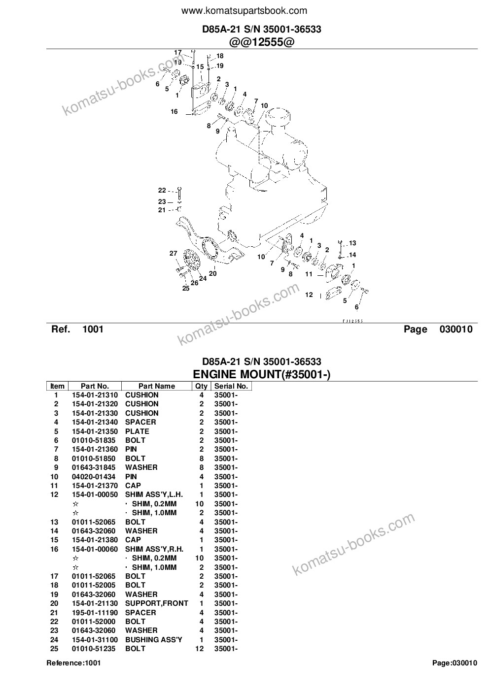 Komatsu d85a-21 s/n 35001-36533 Parts catalog cover Page 3