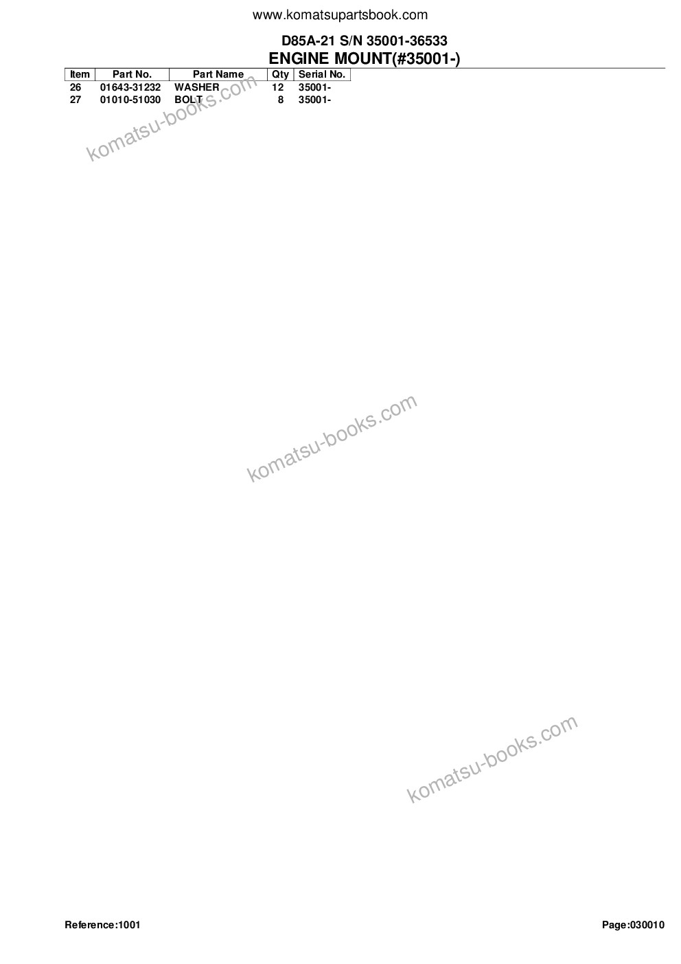 Komatsu d85a-21 s/n 35001-36533 Parts catalog cover Page 4