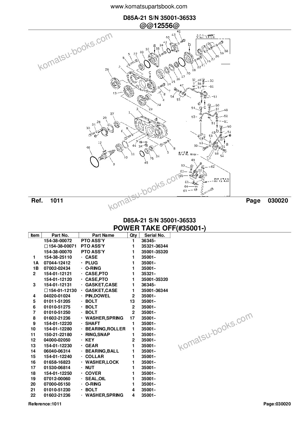 Komatsu d85a-21 s/n 35001-36533 Parts catalog cover Page 5