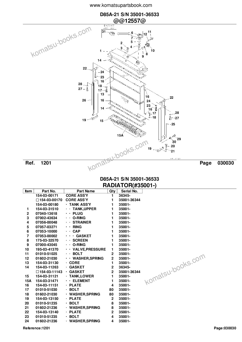 Komatsu d85a-21 s/n 35001-36533 Parts catalog cover Page 7