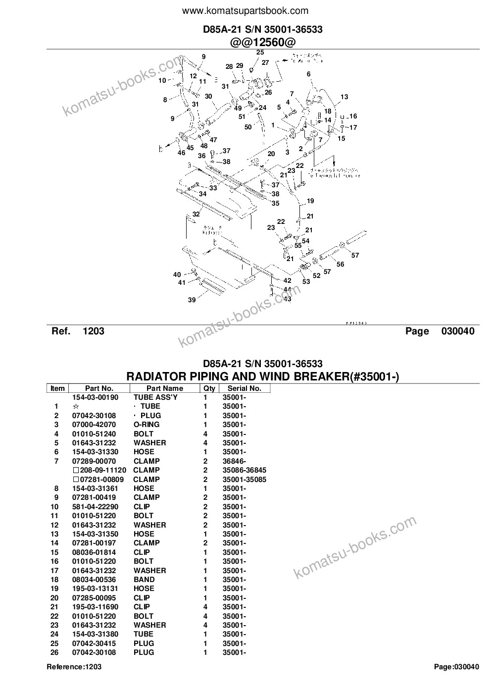 Komatsu d85a-21 s/n 35001-36533 Parts catalog cover Page 9