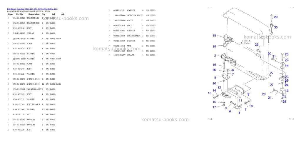 Komatsu d85a-21a s/n 35001-36533 Parts catalog cover Page 6
