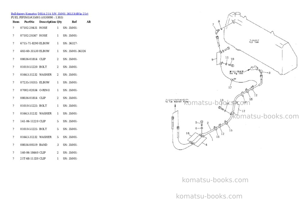 Komatsu d85a-21a s/n 35001-36533 Parts catalog cover Page 8