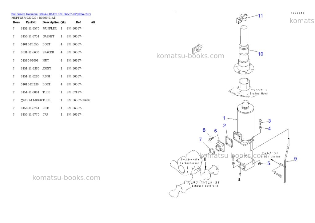 Komatsu d85a-21b-er s/n 36537-up Parts catalog cover Komatsu d85a-21b-er s/n 36537-up Parts catalog cover