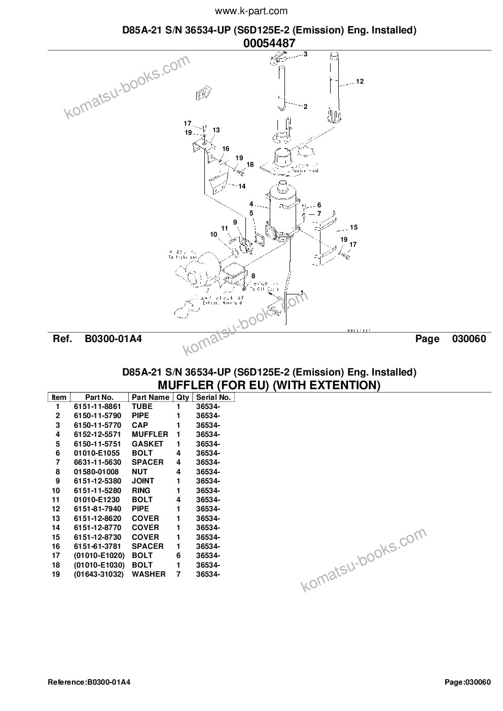 Komatsu d85a-21 s/n 36534-up s6d125e-2 emission eng. installed Catálogo de piezas cover Page 9
