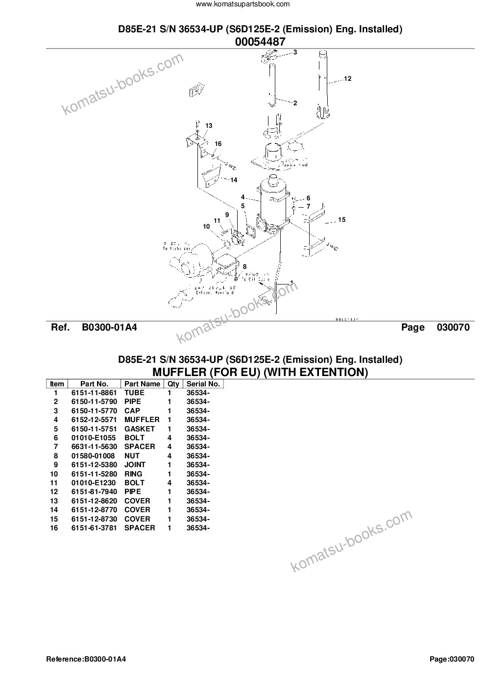 Komatsu d85e-21 s/n 36534-up s6d125e-2 emission eng. installed Parts catalog cover Page 10
