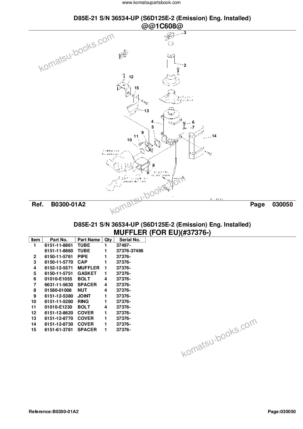 Komatsu d85e-21 s/n 36534-up s6d125e-2 emission eng. installed Parts catalog cover Page 8