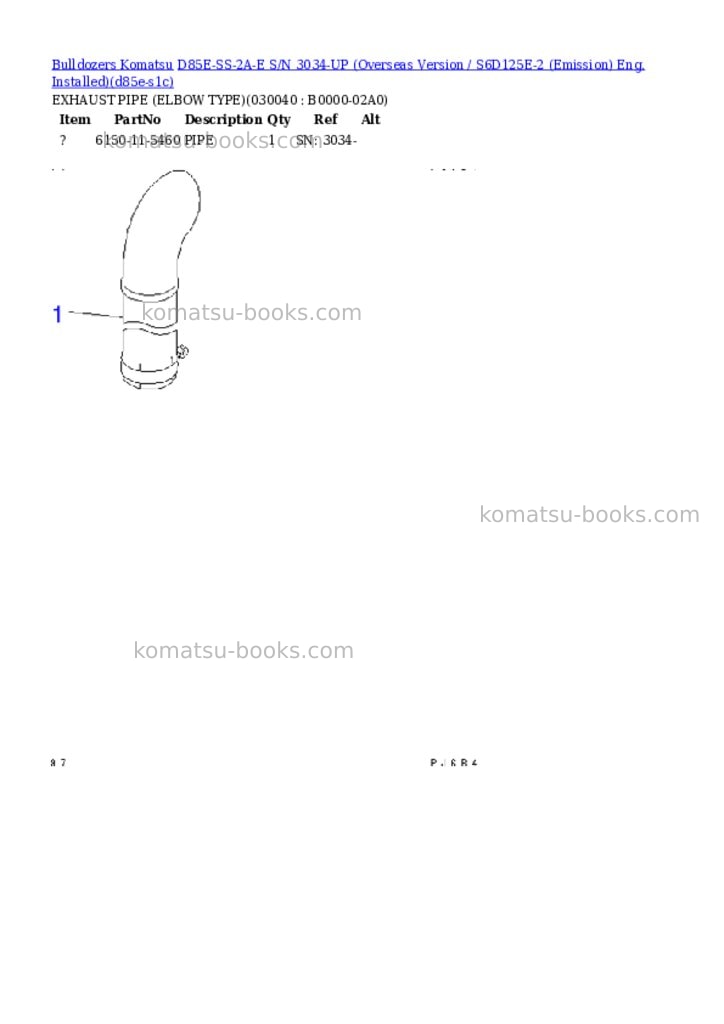 Komatsu d85e-ss-2a-e s/n 3034-up overseas version / s6d125e-2 emission eng. installed Parts catalog cover Page 3