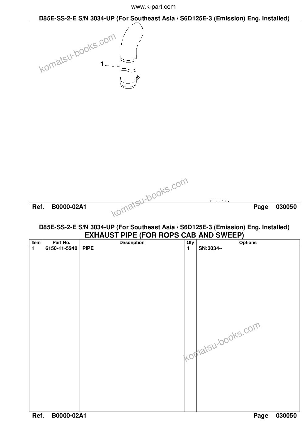 Komatsu d85e-ss-2-e s/n 3034-up for southeast asia / s6d125e-3 emission eng. installed Parts catalog cover Page 7