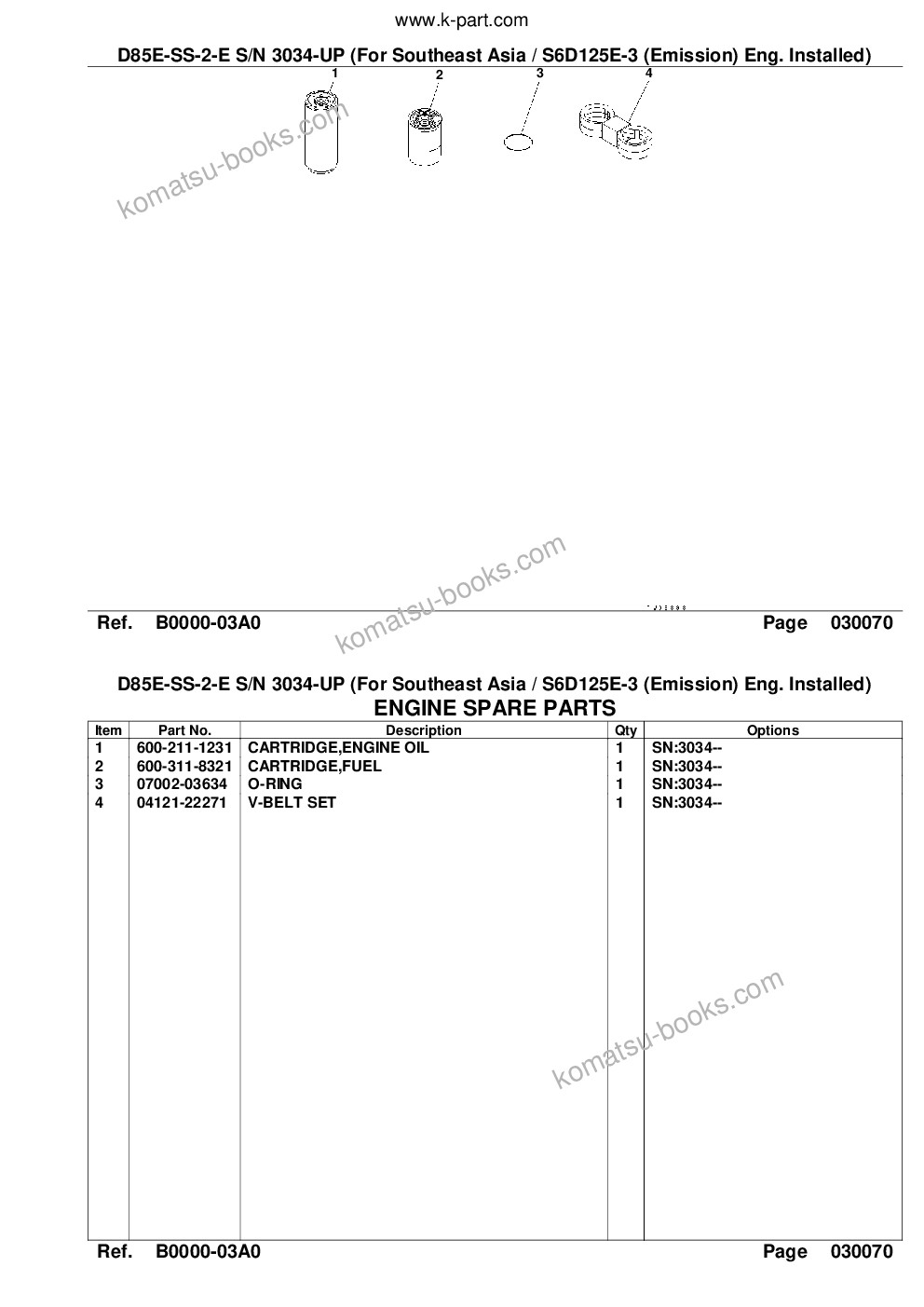 Komatsu d85e-ss-2-e s/n 3034-up for southeast asia / s6d125e-3 emission eng. installed Parts catalog cover Page 9