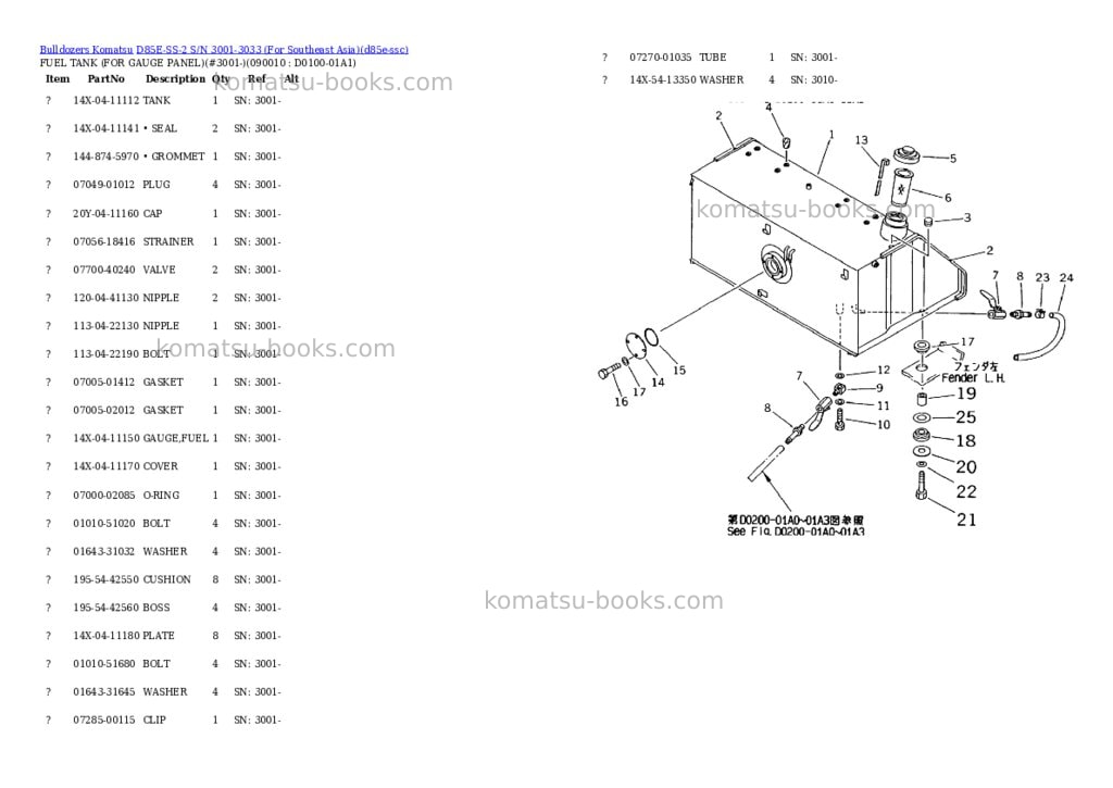 Komatsu d85e-ss-2 s/n 3001-3033 for southeast asia Parts catalog cover Page 8