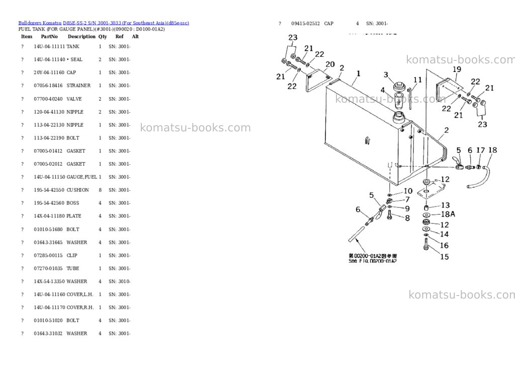 Komatsu d85e-ss-2 s/n 3001-3033 for southeast asia Parts catalog cover Page 9