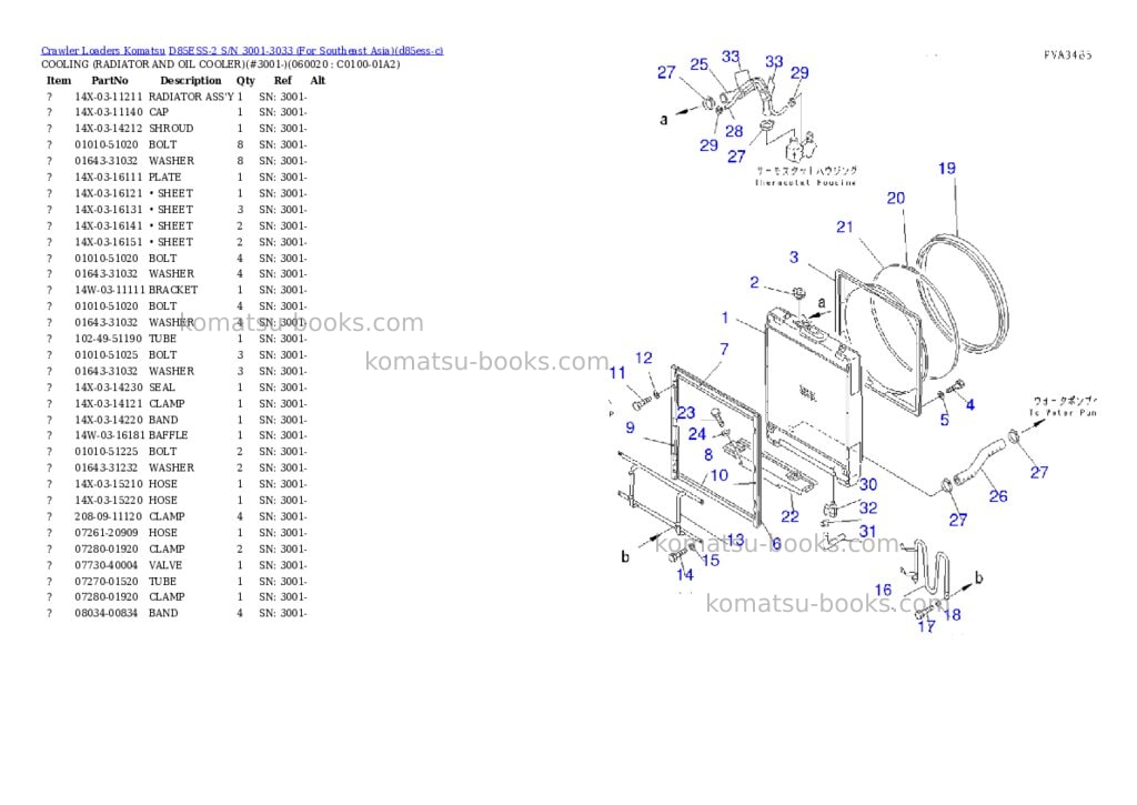 Komatsu D85ESS-2 S/N 3001-3033 (For Southeast Asia) Parts catalog cover Page 5