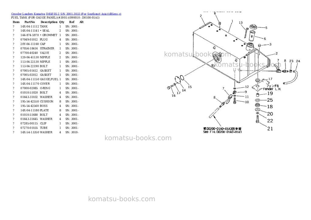 Komatsu D85ESS-2 S/N 3001-3033 (For Southeast Asia) Parts catalog cover Page 8