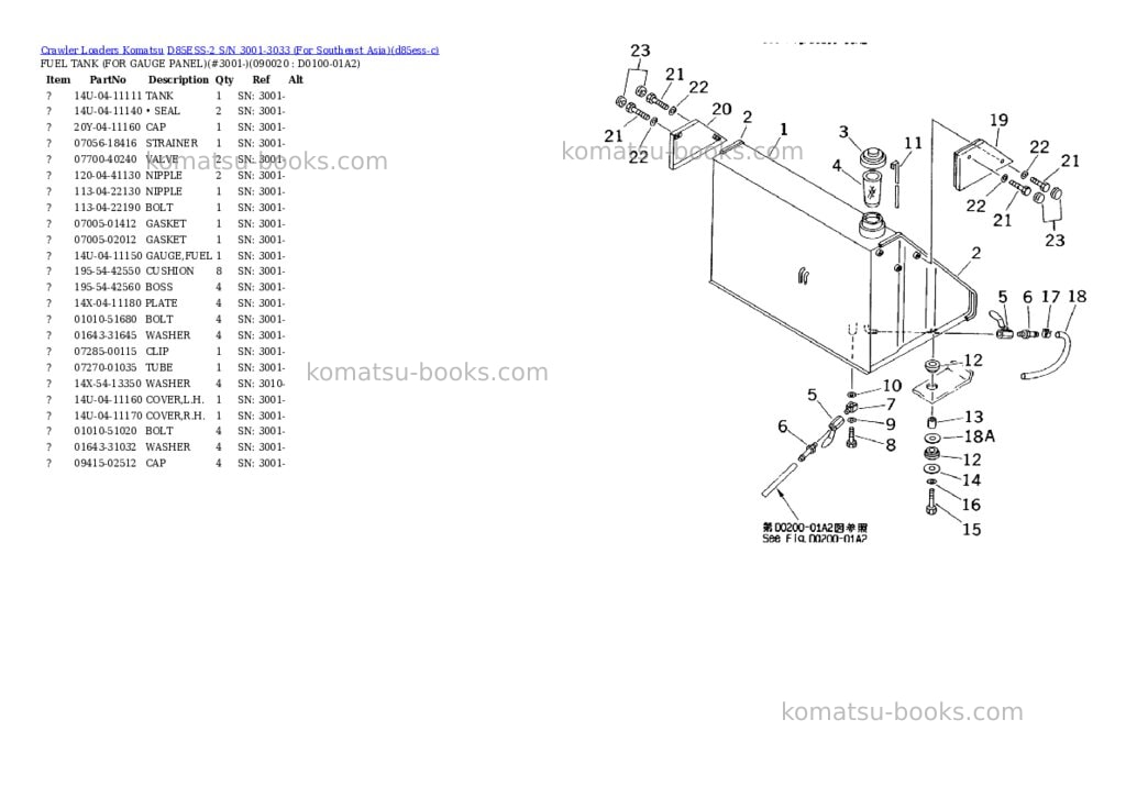 Komatsu D85ESS-2 S/N 3001-3033 (For Southeast Asia) Parts catalog cover Page 9