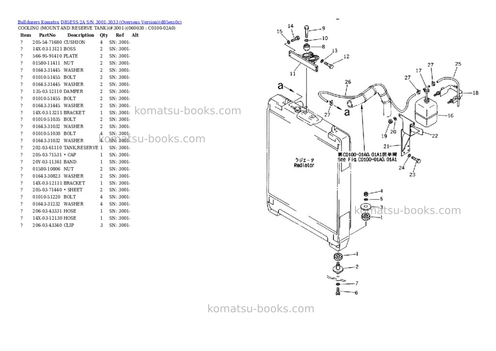 Komatsu d85ess-2a s/n 3001-3033 overseas version Parts catalog cover Page 8