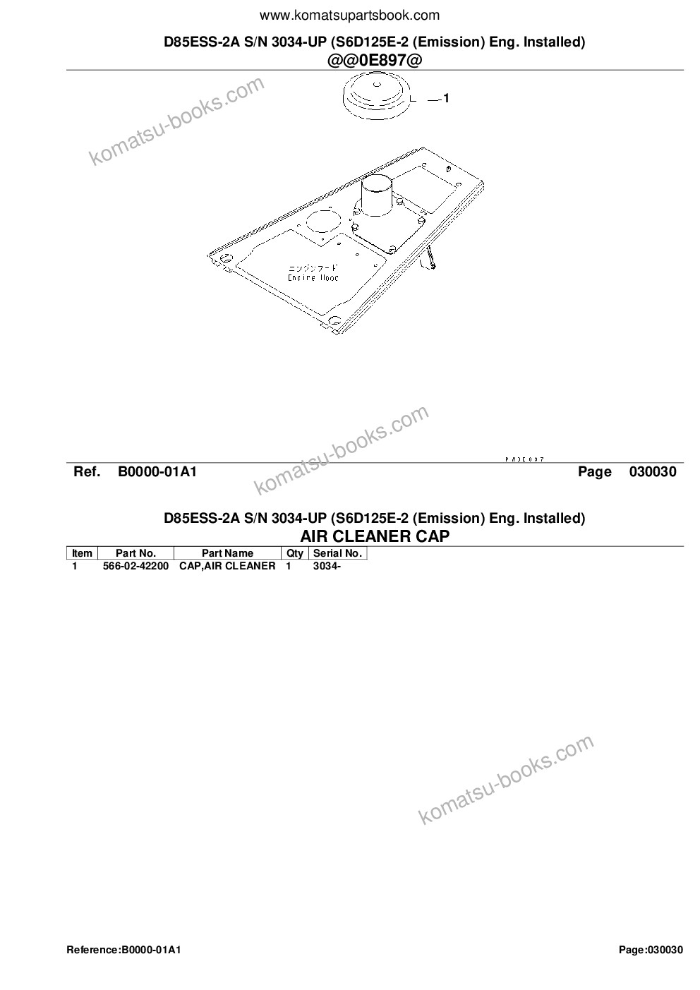 Komatsu d85ess-2a s/n 3034-up s6d125e-2 emission eng. installed Parts catalog cover Page 5