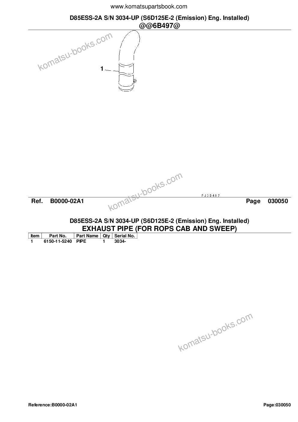 Komatsu d85ess-2a s/n 3034-up s6d125e-2 emission eng. installed Parts catalog cover Page 7
