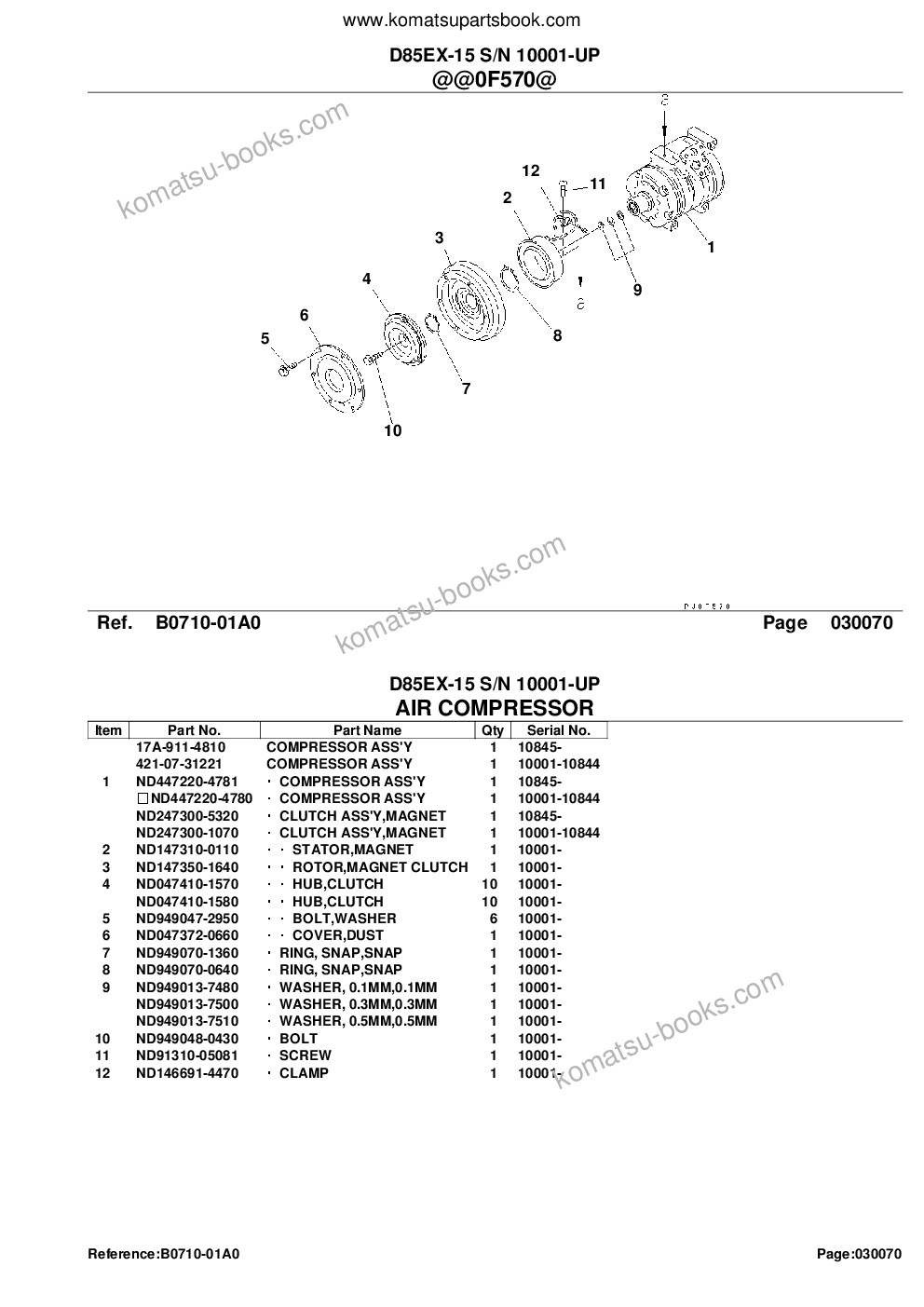 Komatsu D85EX-15 S/N 10001-UP Parts catalog cover Page 10 Komatsu D85EX-15 S/N 10001-UP Parts catalog cover Page 10