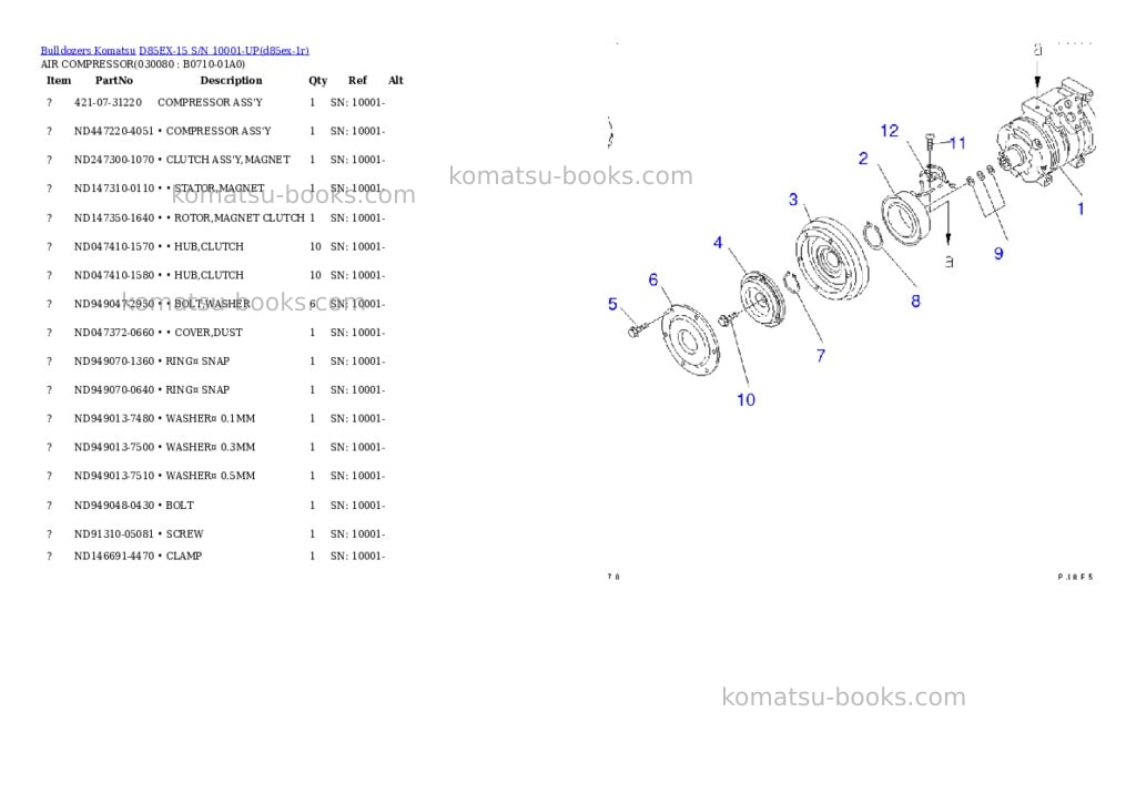 Komatsu d85ex-15 s/n 10001-up landfill spec. Parts catalog cover Page 5