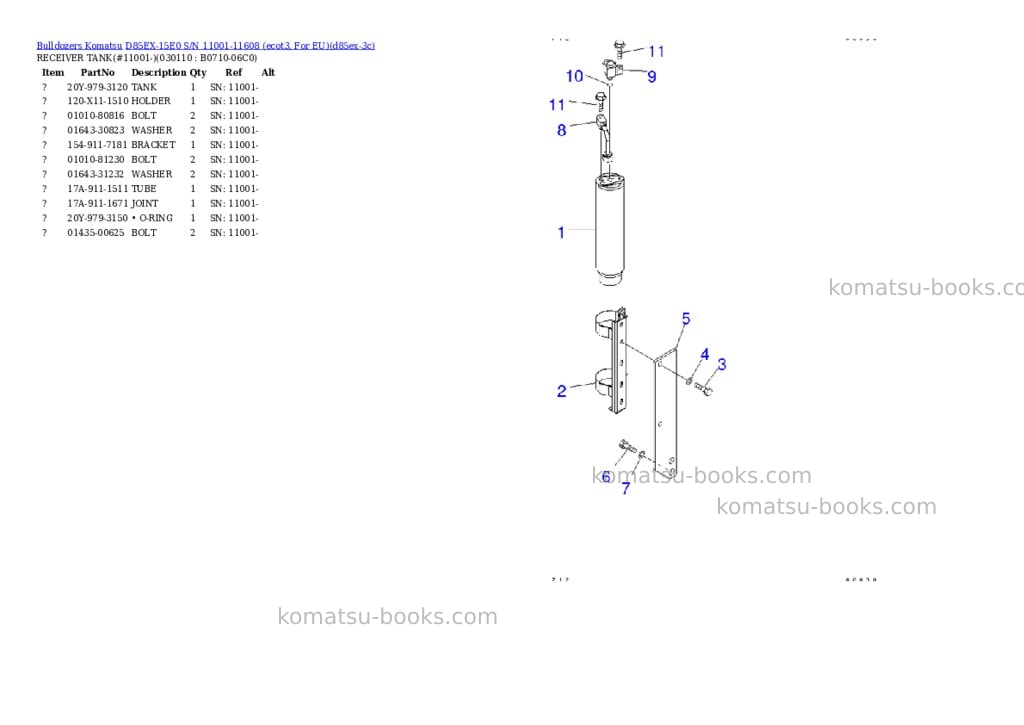 Komatsu d85ex-15e0 s/n 11001-11608 ecot3, for eu Parts catalog cover Page 10