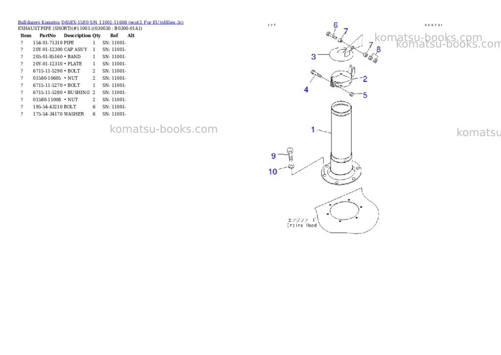 Komatsu d85ex-15e0 s/n 11001-11608 ecot3, for eu Parts catalog cover Page 2