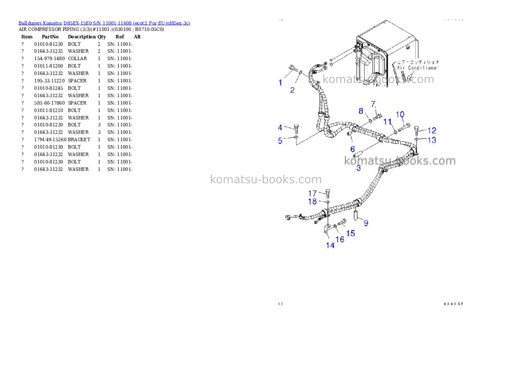 Komatsu d85ex-15e0 s/n 11001-11608 ecot3, for eu Parts catalog cover Page 9