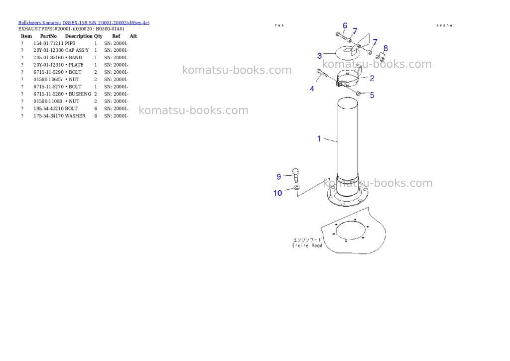 Komatsu d85ex-15r s/n 20001-20002 Parts catalog cover Komatsu d85ex-15r s/n 20001-20002 Parts catalog cover