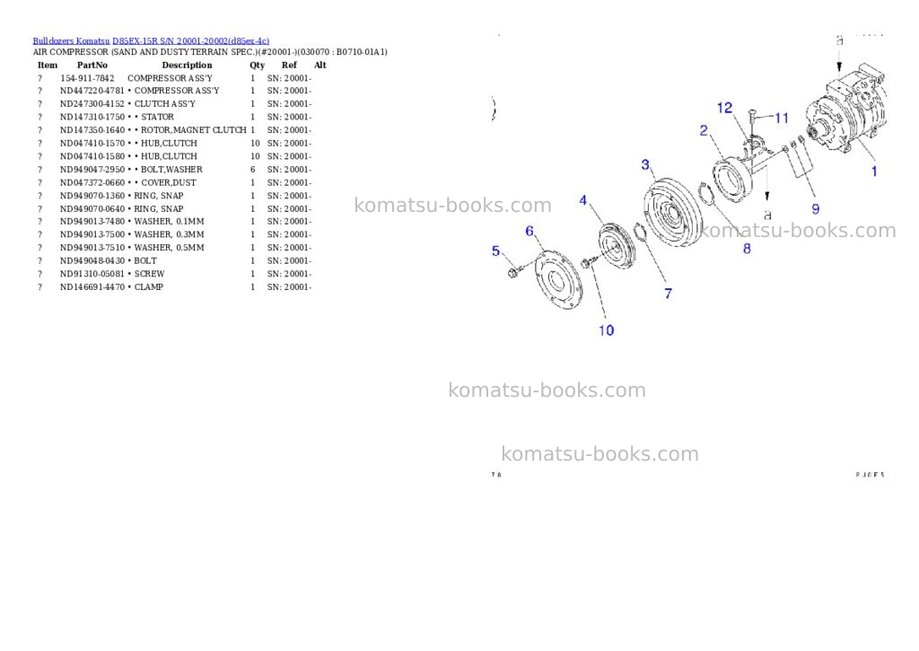 Komatsu d85ex-15r s/n 20001-20002 Parts catalog cover Page 6 Komatsu d85ex-15r s/n 20001-20002 Parts catalog cover Page 6