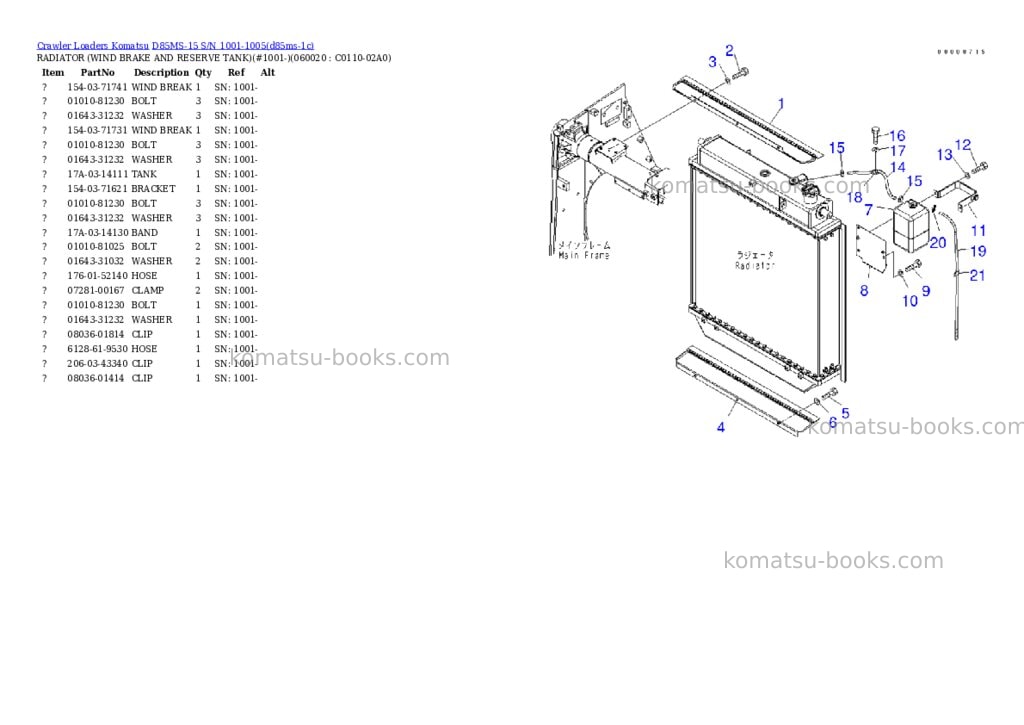 Komatsu d85ms-15 s/n 1001-1005 Parts catalog cover Page 10
