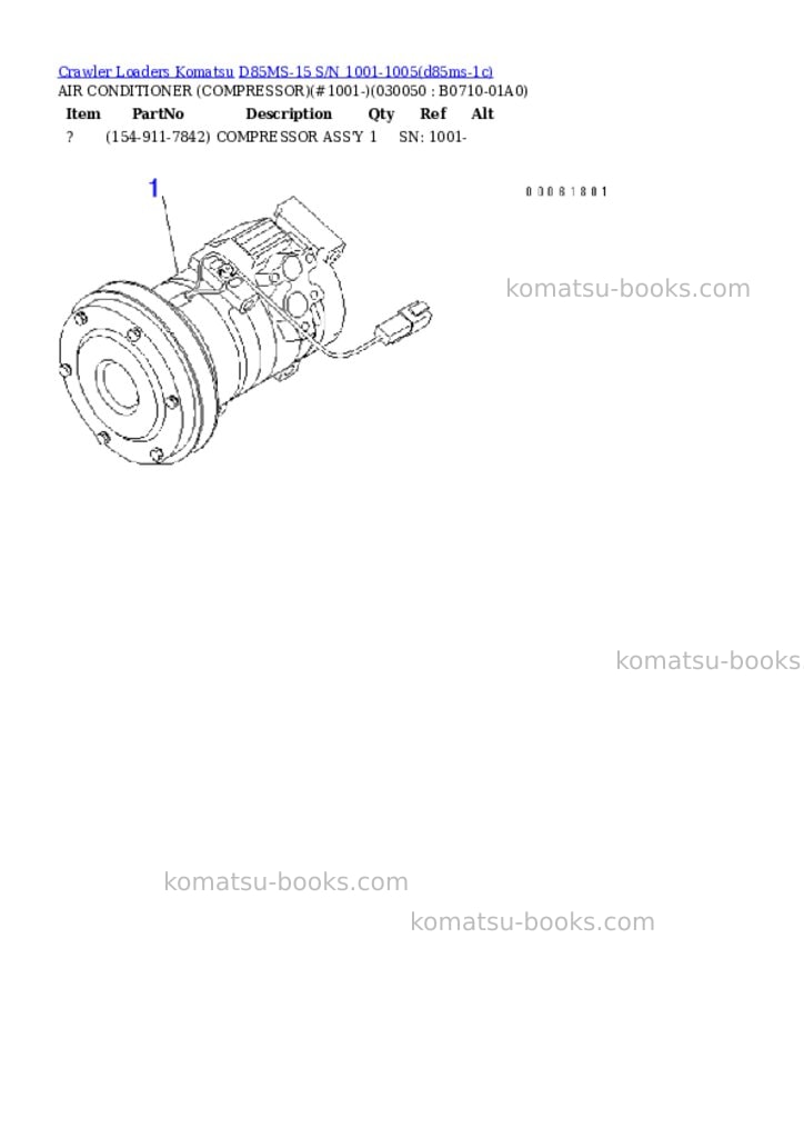 Komatsu d85ms-15 s/n 1001-1005 Parts catalog cover Page 4
